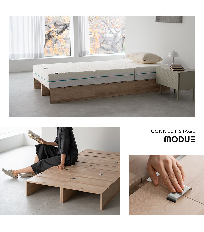 ステージベッド シングル 分割式 連結パーツ付き お掃除ロボット対応 MODUE