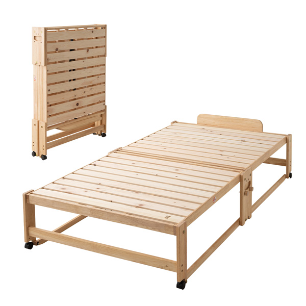 ひのき すのこベッド 折りたたみベッド 日本製 ワイド シングル ハイタイプ 国産 天然木 通気性 ...