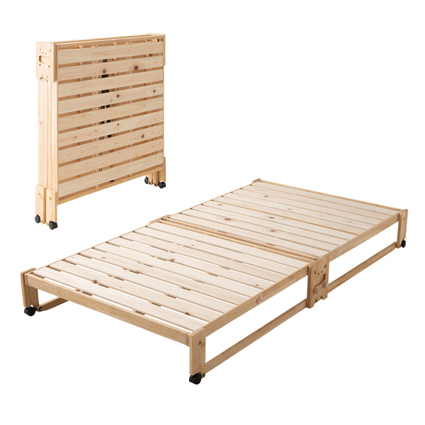 ひのき すのこベッド 折りたたみベッド 日本製 ワイド シングル ロータイプ 国産 天然木 木製 檜...