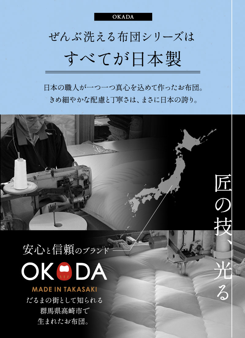 洗える布団シリーズ 掛け布団 シングル 日本製 洗える 丸洗い 掛布団 OKADA