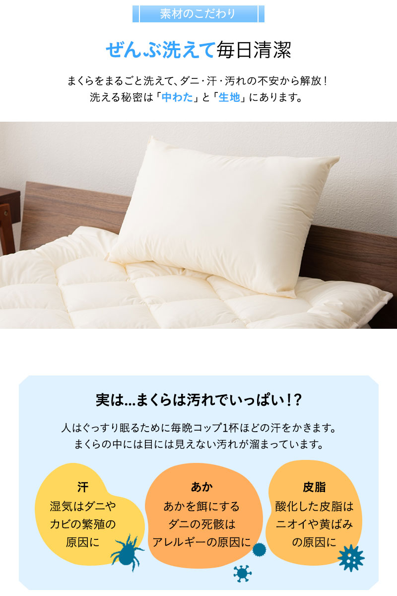 丸三綿業 洗えるウール100%枕 43×63cm 公式》03LABO ふつうのまくら ウール100％ 43×63cm キナリ LB-P1021M2