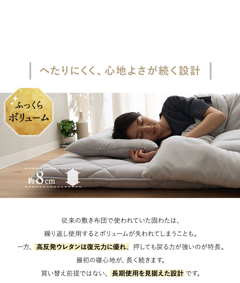 敷き布団 シングル 高反発ウレタン 抗菌 防臭 防ダニ エムールの日本製布団
