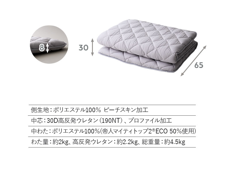 敷き布団 シングル 高反発ウレタン 抗菌 防臭 防ダニ エムールの日本製布団
