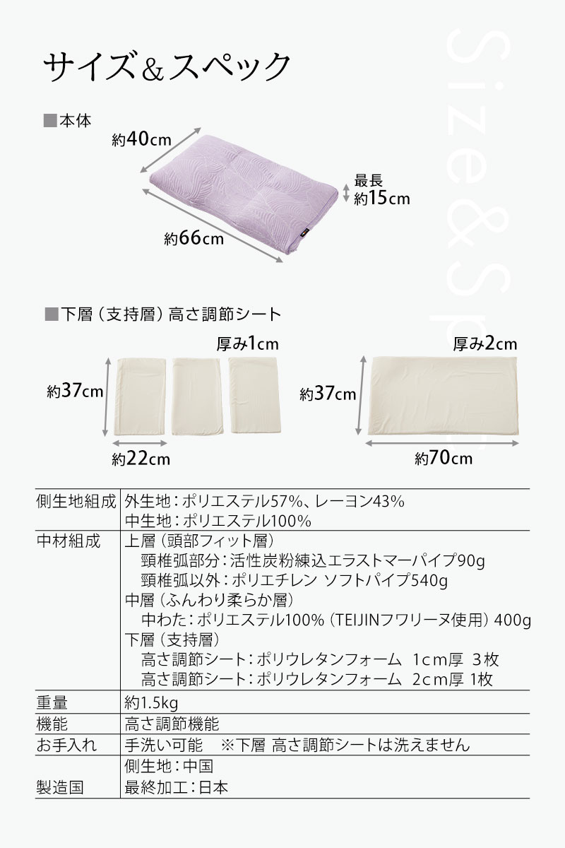 数量限定 日本製 ちょうどよいが見つかる オーダーまくら 40×66cm ジャガード織り