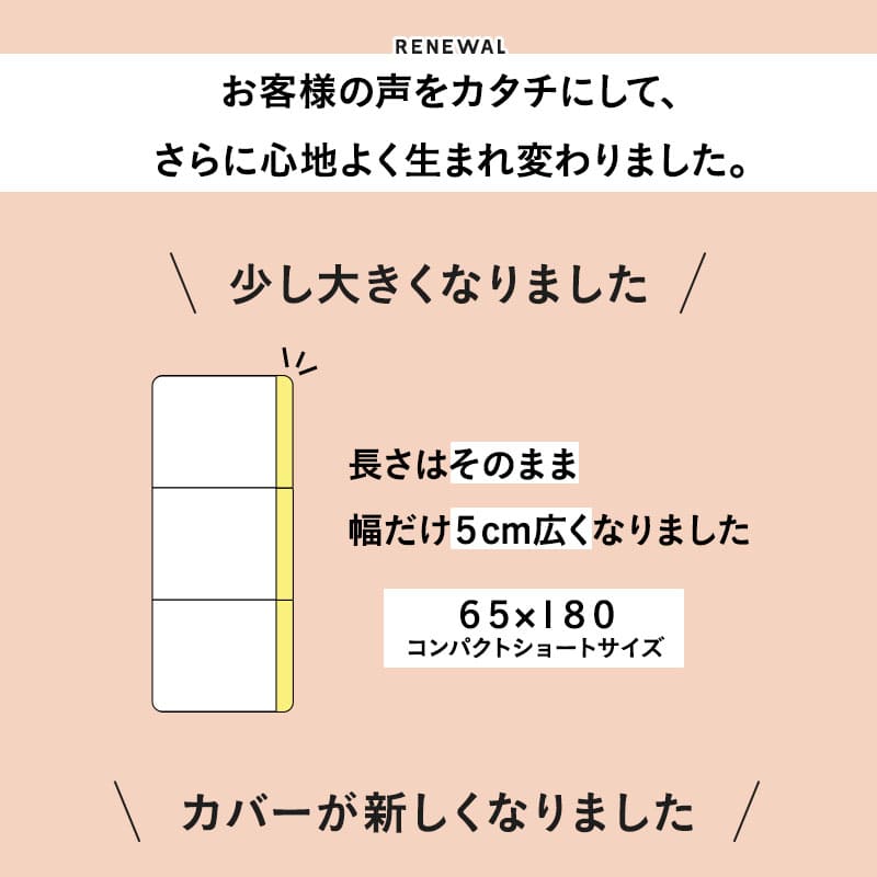 ごろ寝マットレス 65×180cm 三つ折り 折りたたみ 通気性 高反発 丸洗い 3D Fiber