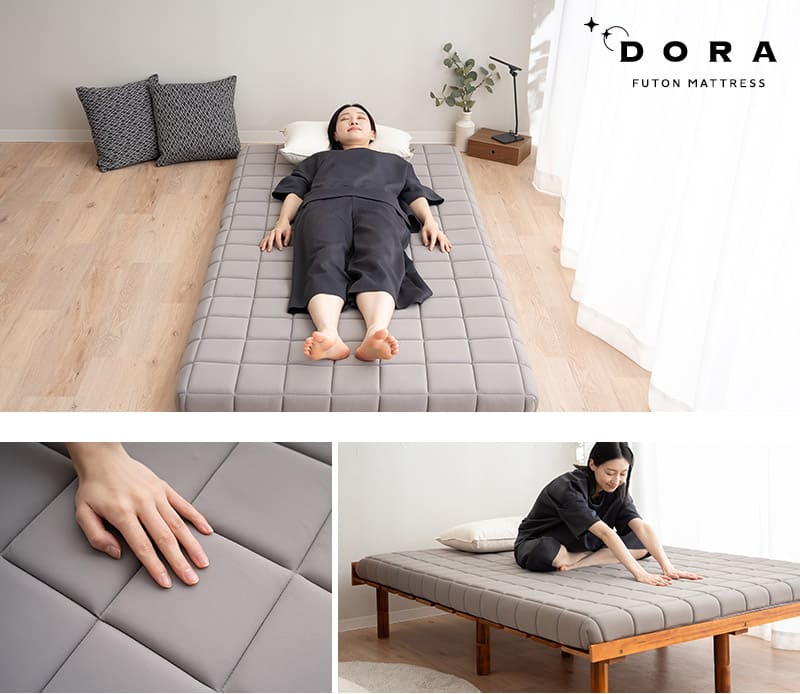 布団マットレス 65×180 シングル ダブル クイーン 収納バンド付き 丸巻き DORA