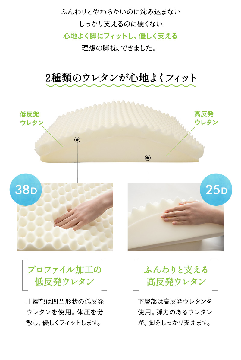 スロープ フットピロー 足枕 カバー付き 枕 まくら ピロー 快眠枕 安眠枕 ウレタン 2層 洗える むくみ