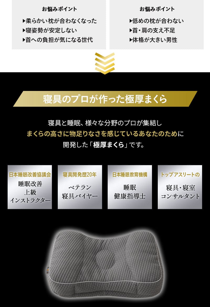 グランドマックスピロー 43×63cm 極厚 かため 高さ調節可能 GRAND