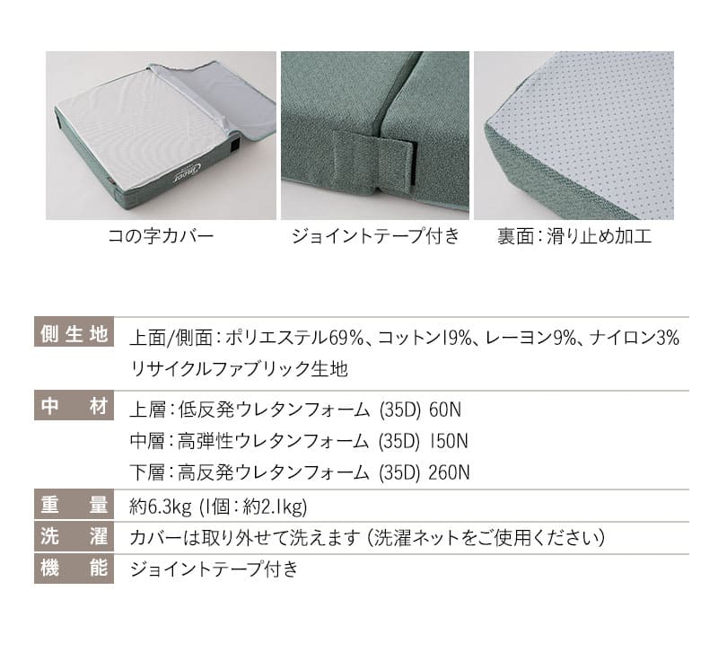 フロアクッション ごろ寝マットレス コンパクトマットレス 幅65cm 分割 ジョイント 高反発 車中泊 アウトドア 子供用 来客用
