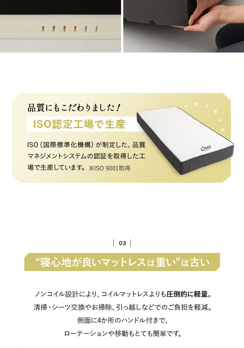 ミレニアム ノンコイルマットレス シングル 3層構造 極厚 20cm 低反発 高反発 ウレタン MILLENNIUM
