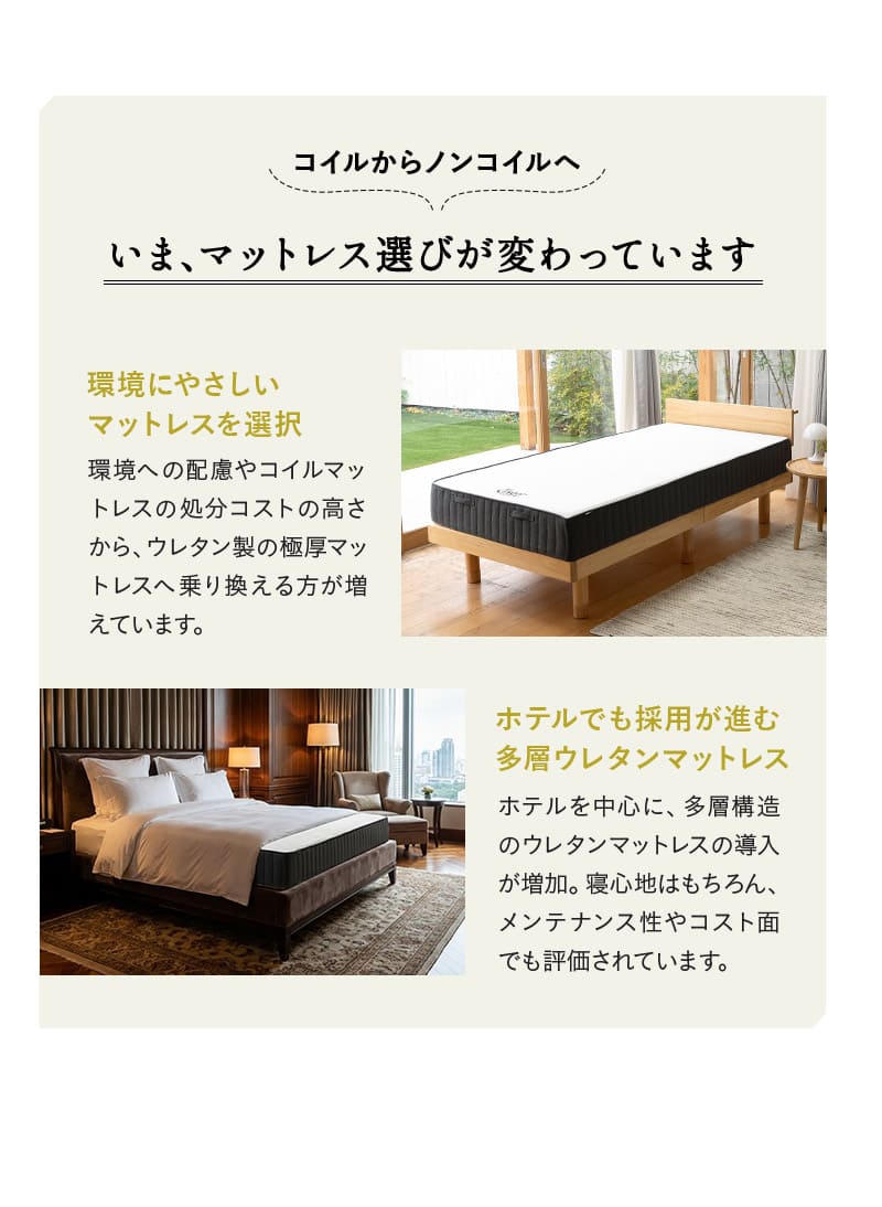 ミレニアム ノンコイルマットレス シングル 3層構造 極厚 20cm 低反発 高反発 ウレタン MILLENNIUM