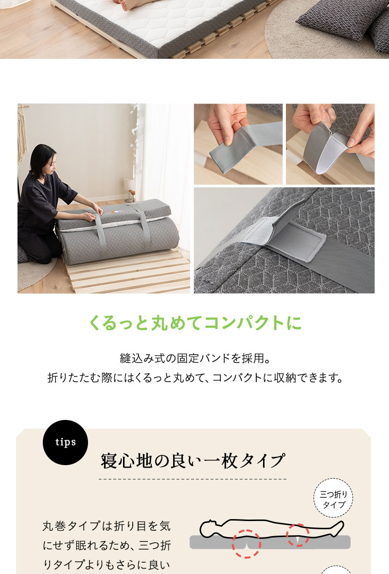 リラックスマットレス プロファイルマットレス ロールマットレス セミシングル シングル 丸巻き ロール式 一体型 RELAX