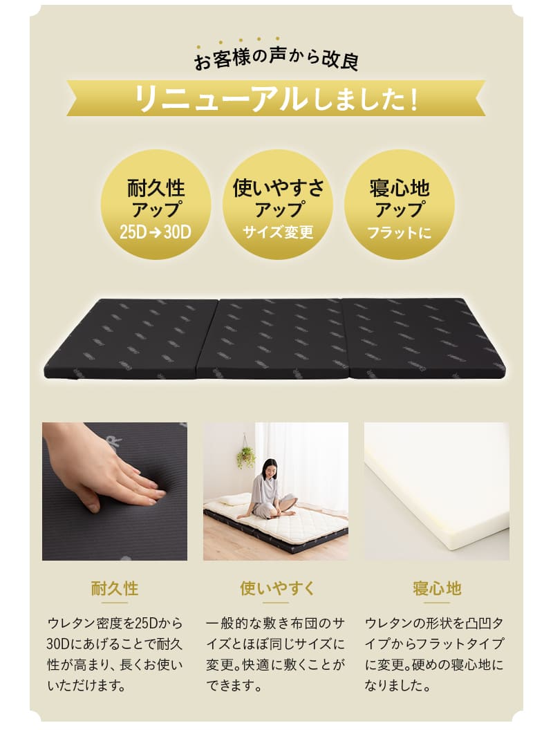 アンダーマットレス 下敷き シングル セミダブル ダブル 折りたたみ 寝心地改善 EMOOR START