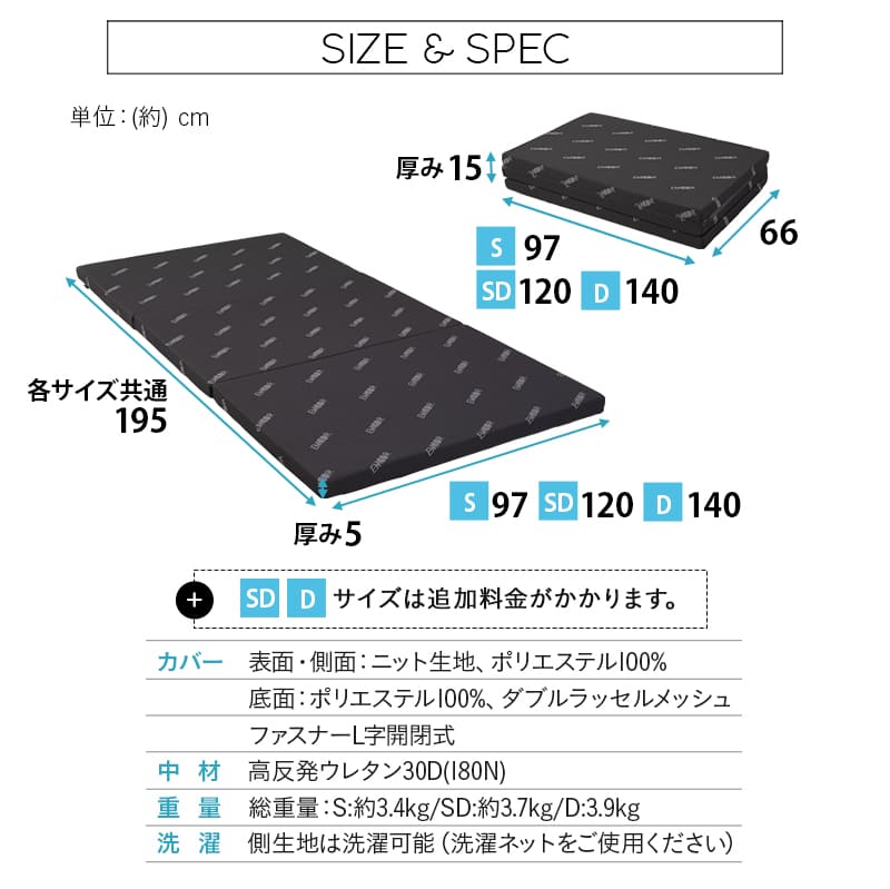 アンダーマットレス 下敷き シングル セミダブル ダブル 折りたたみ 寝心地改善 EMOOR START