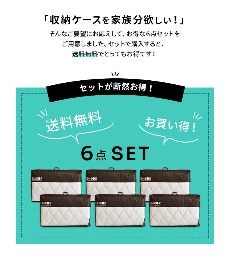 敷き布団用 布団収納ケース エムールオリジナル 6点セット 衣替え 引っ越し 新生活 オフシーズン