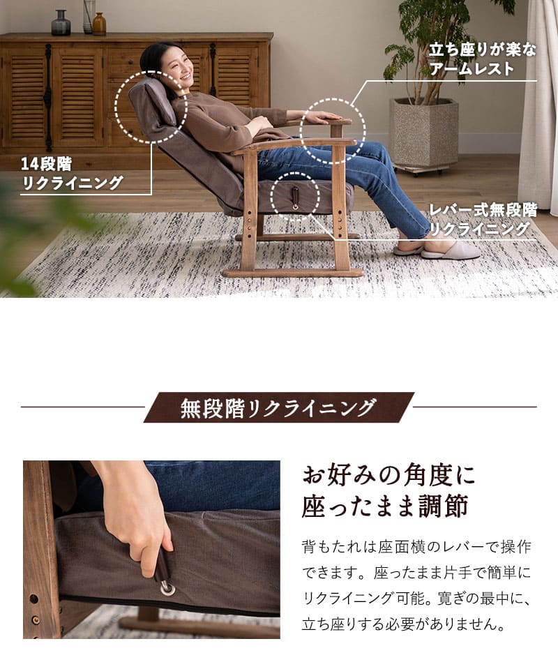 ポケットコイル高座椅子 オットマンスツール 2点セット ファブレザー リクライニングチェア ベンチ 腰痛対策 LEON