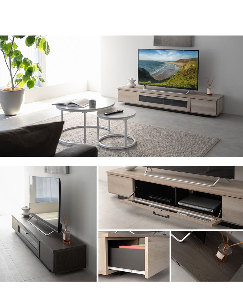 テレビボード テレビ台 ローボード 幅180cm 完成品 日本製 木目調 フラップ扉 引き出し 収納 大容量 RAMANET