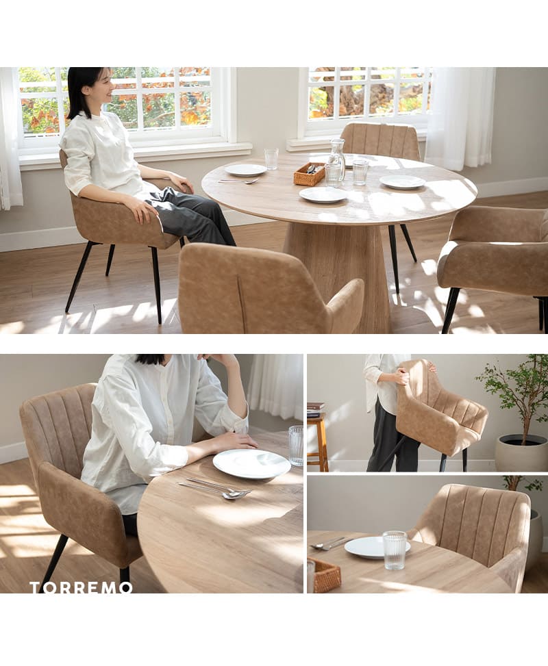 ダイニングテーブル 5点セット 直径120cm 円形 ラウンド 4人掛け ダイニングセット 木製 食卓 テーブル チェア 4脚 TORREMO