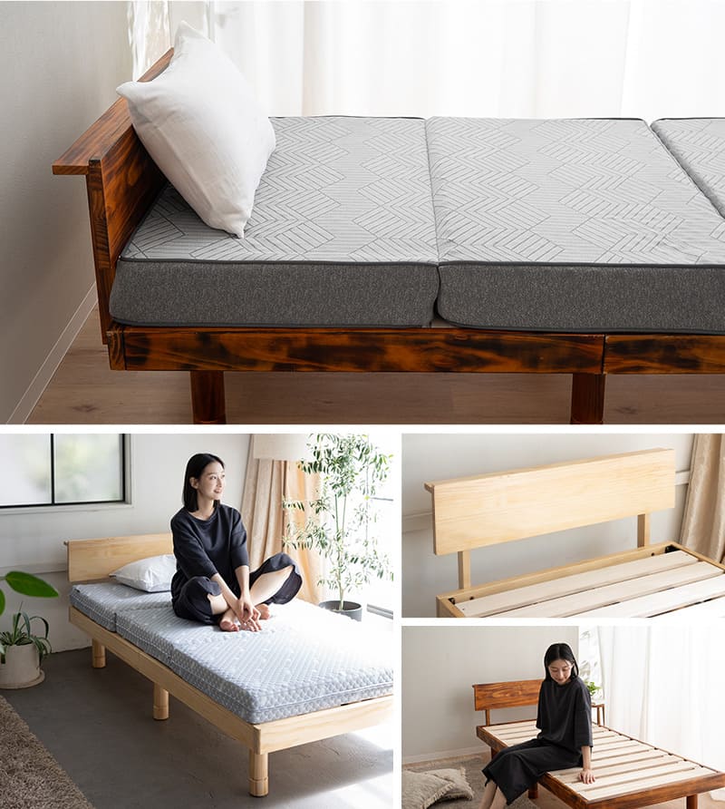 丈夫な すのこベッド ベッドフレーム シングル 木製 天然木 すのこ スノコ 高さが変えられる 高さ調節 通気性 カビ 湿気 収納