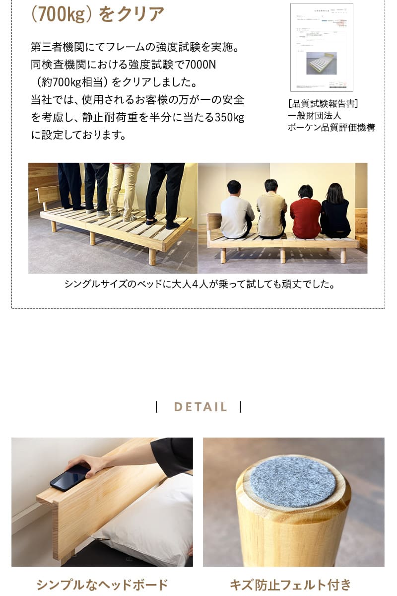 ベッド&マットレス 2点セット シングル セミダブル ダブル 丈夫なすのこベッド 3つ折りマットレス EMOOR START LUXE