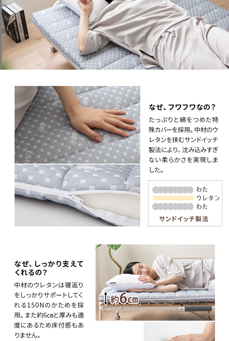 マットレス 折りたたみすのこベッド セット シングル MEHOL メホール LUXE リュクス FUTONマットレス2