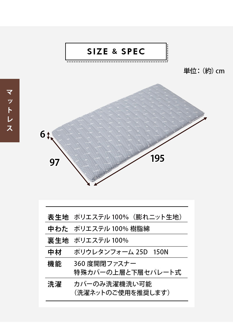 マットレス 折りたたみすのこベッド セット シングル MEHOL メホール LUXE リュクス FUTONマットレス2