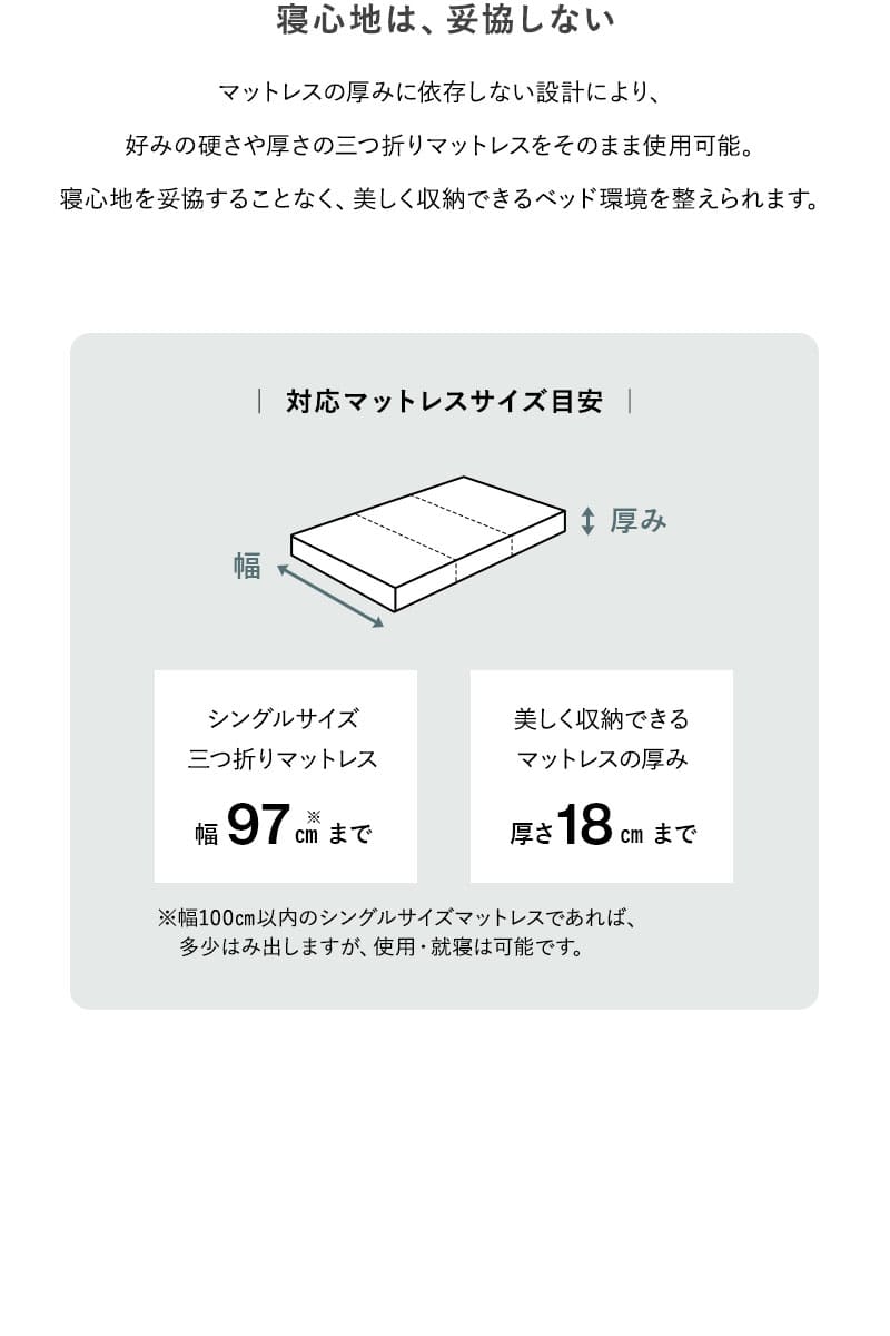三つ折りマットレス専用 折りたたみベッド FARBLE ファーブル TATAMU