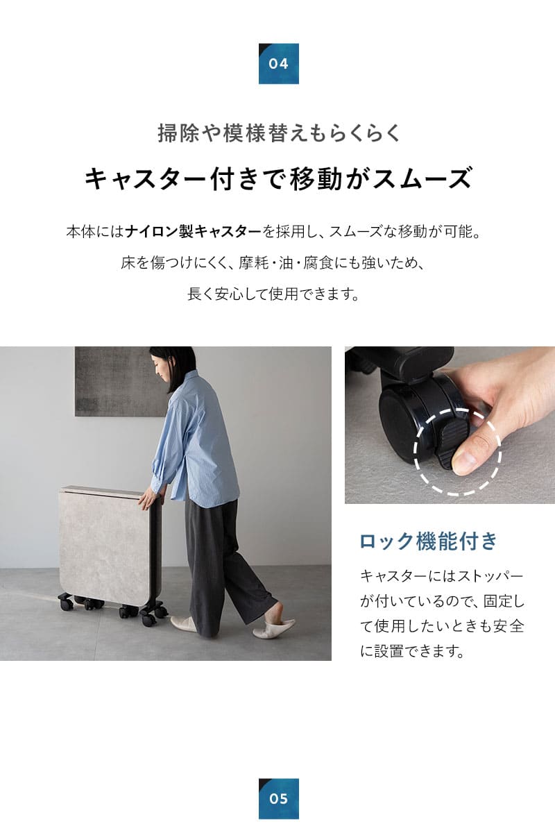 折りたたみテーブル ダイニングテーブル デスク 食卓 幅130cm 石目調 キャスター付き 完成品 Foldix