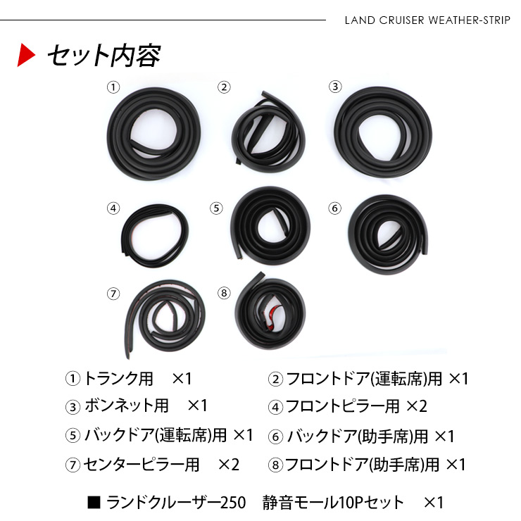トヨタ ランドクルーザー250 静音ドアモール 低減 モール 静音