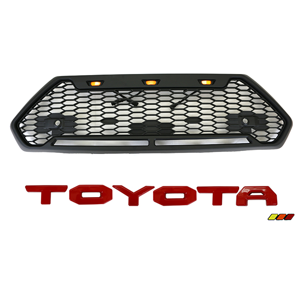 トヨタ RAV4 50系 フロントグリル 3連 LED グリルマーカー カラーエンブレム 全5色 グリルバッジ付き ラプターグリル 外装 カスタム パーツ ラブフォー ラブ4｜at-parts7117｜03