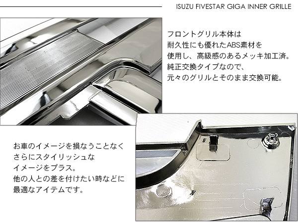 いすゞ ファイブスターギガ メッキ インナーグリル フロントグリル