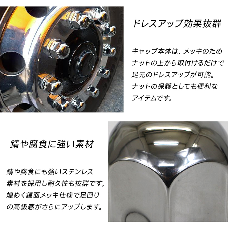 トラック ナットキャップ ステンレス 33mm x 61mm 10個セット