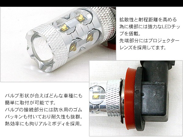 オデッセイ RC1/RC2 LED フォグランプ 50W H8/H11/H16 LEDフォグバルブ