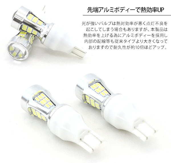 T10/T16 LEDバルブ プロジェクター アルミ製 2個セット 3014chip SMD