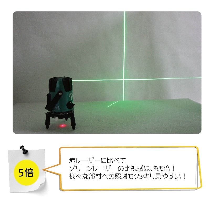 90%OFF】グリーン レーザー墨出し器 2ライン/ 1地墨ポイント1