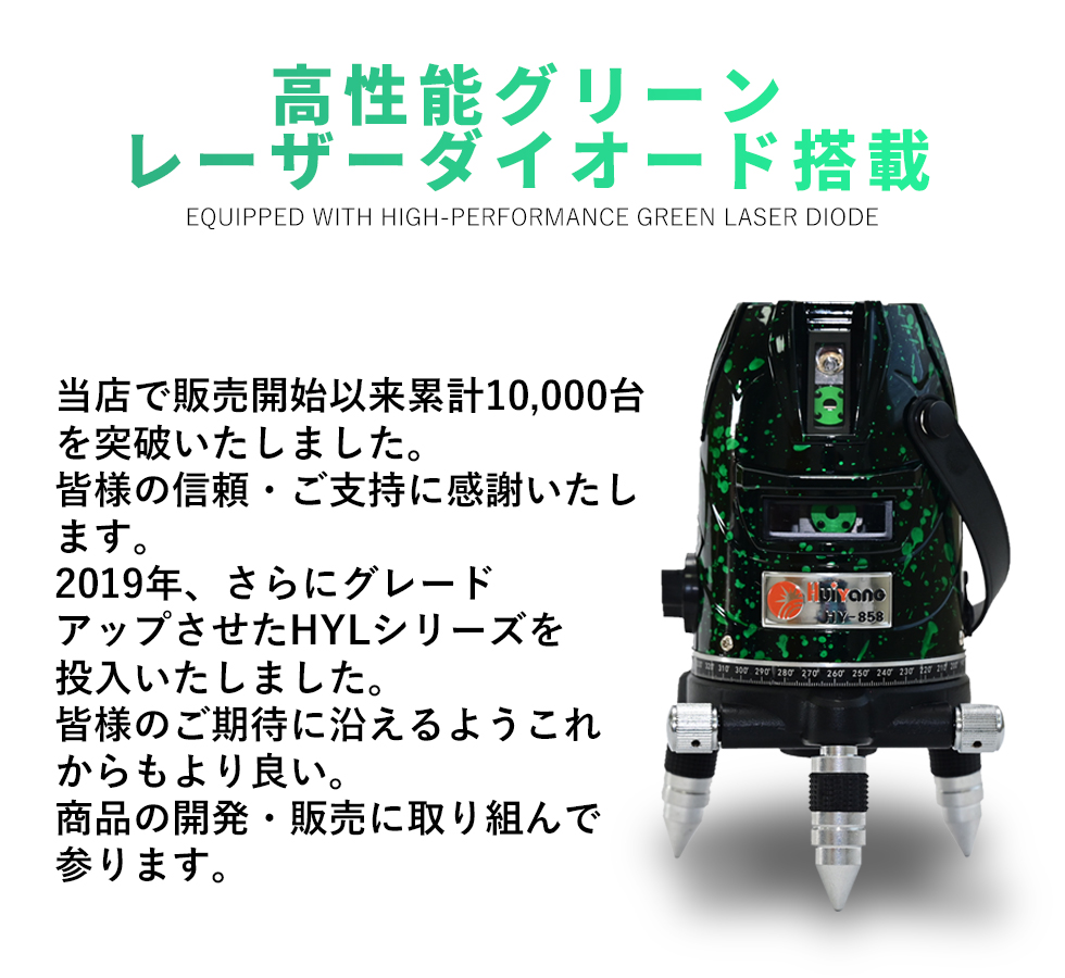 ★送料無料 1年間保証★グリーン レーザー墨出し器/2ライン/フルライン測定器 /省電力＆安定照射/10倍超高輝度/斜線機能/多種電源方式｜atabah｜04