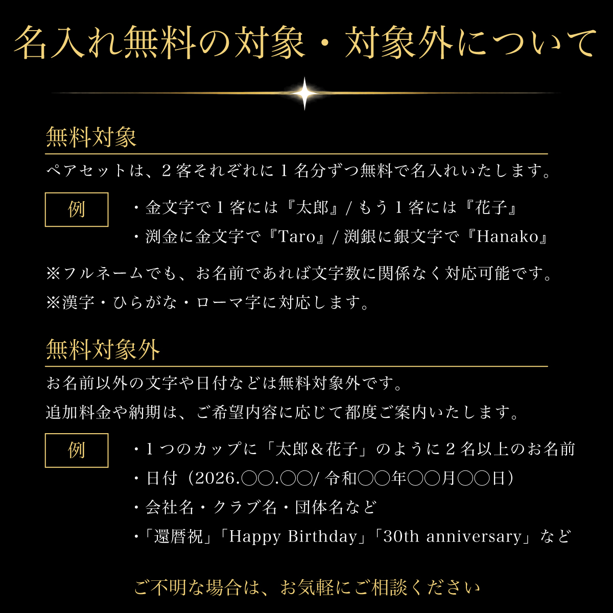 名入れ内容の確認について