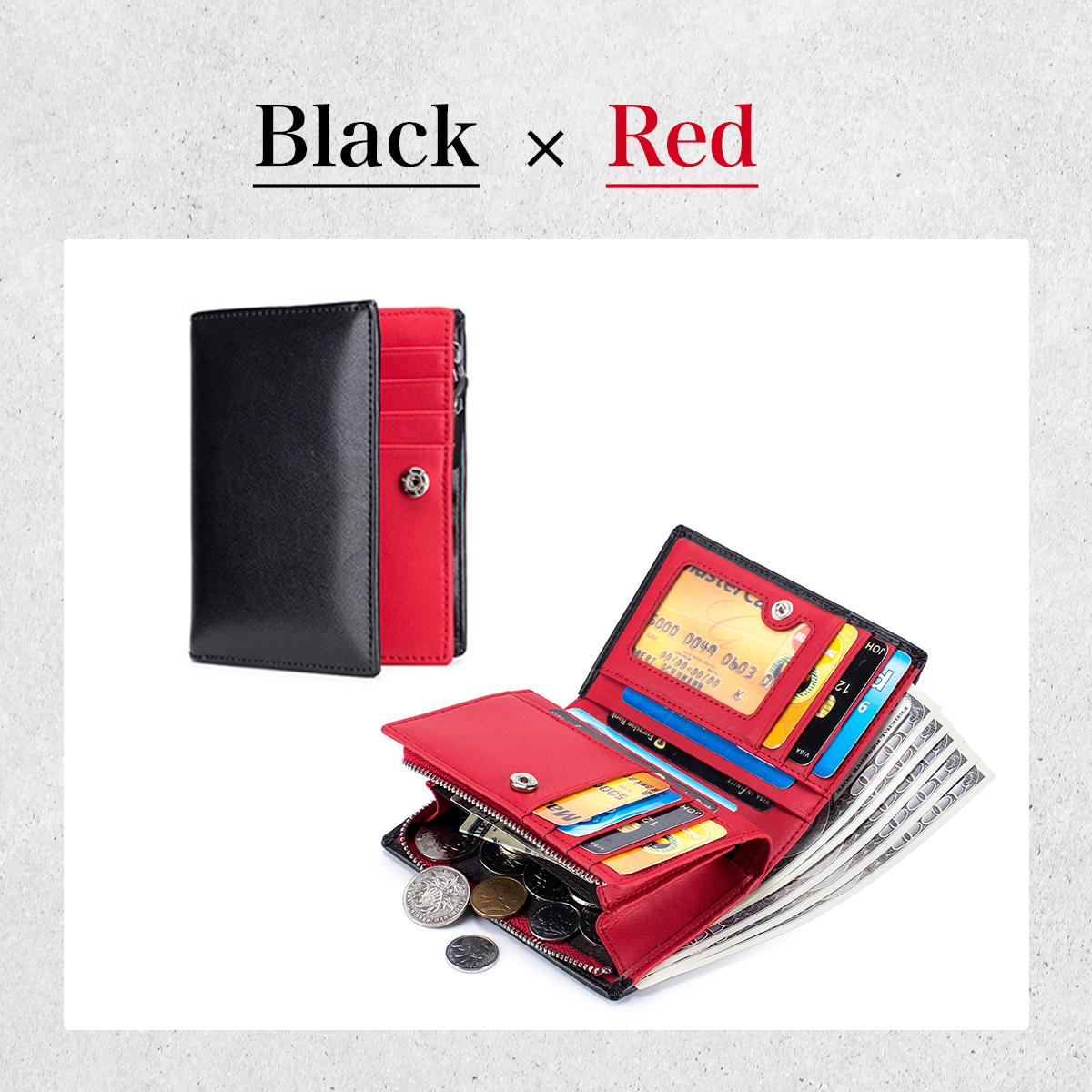 【新発売セール】財布 メンズ 二つ折り ラウンドファスナー L字 小銭入れあり コンパクト 軽量 カード 札入れ 大容量 おしゃれ スキミング防止 赤 青 黒 | ブランド登録なし | 03