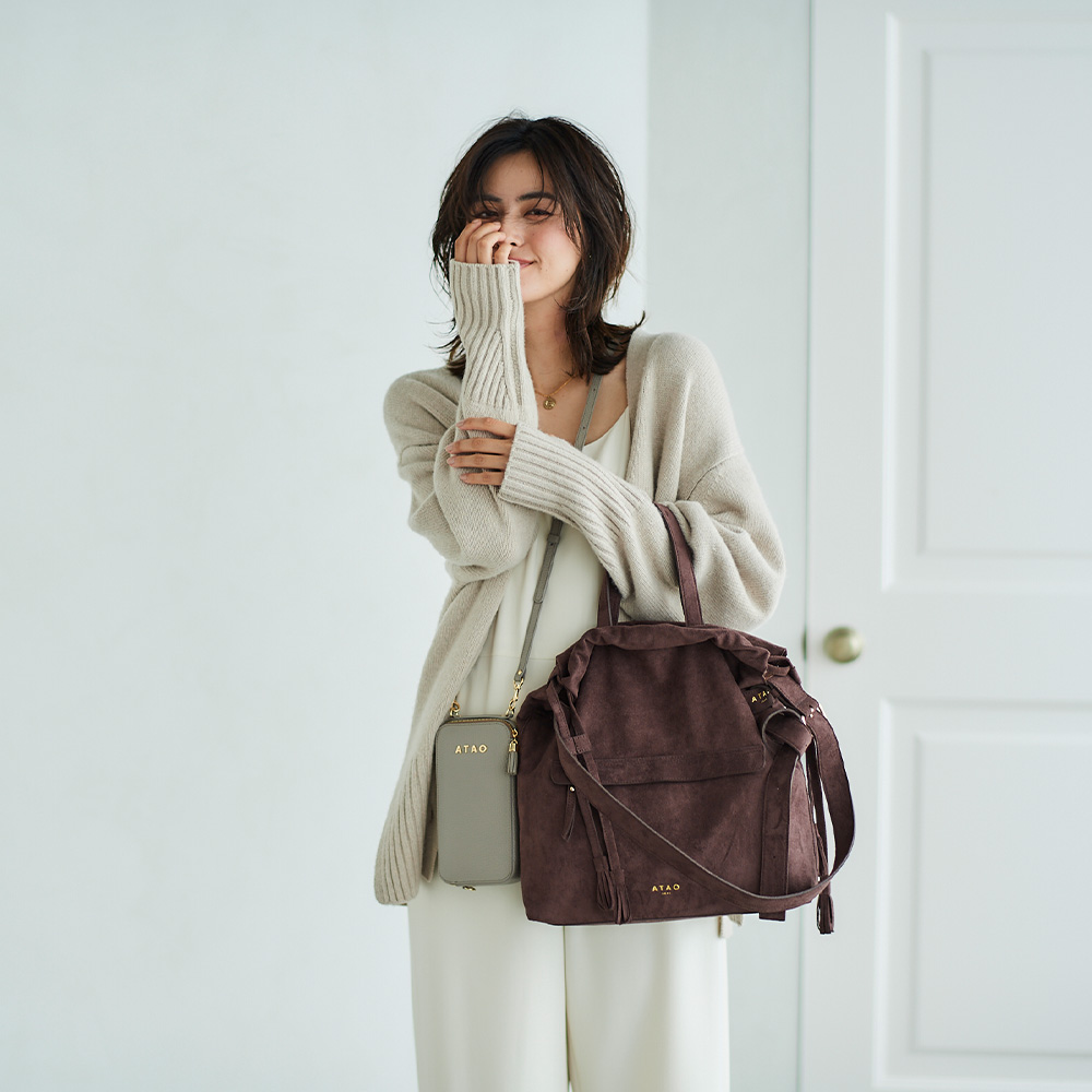ATAO公式 Vali ヴァリ セカンドバッグ スエード調 とろみ素材 軽い 軽量 サブバッグ A4 トート 通勤 通学 ママバッグ 手提げ 斜め プレゼント 女性 | ATAO | 05