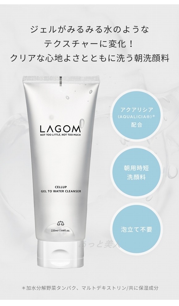 LAGOM ラゴム ジェルトゥウォーター クレンザー 220mL 朝用洗顔 国内