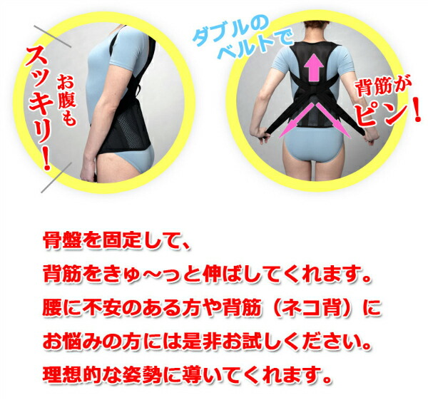 背筋 猫背 矯正 ベルト 骨盤グイッと背筋Sラインベルト