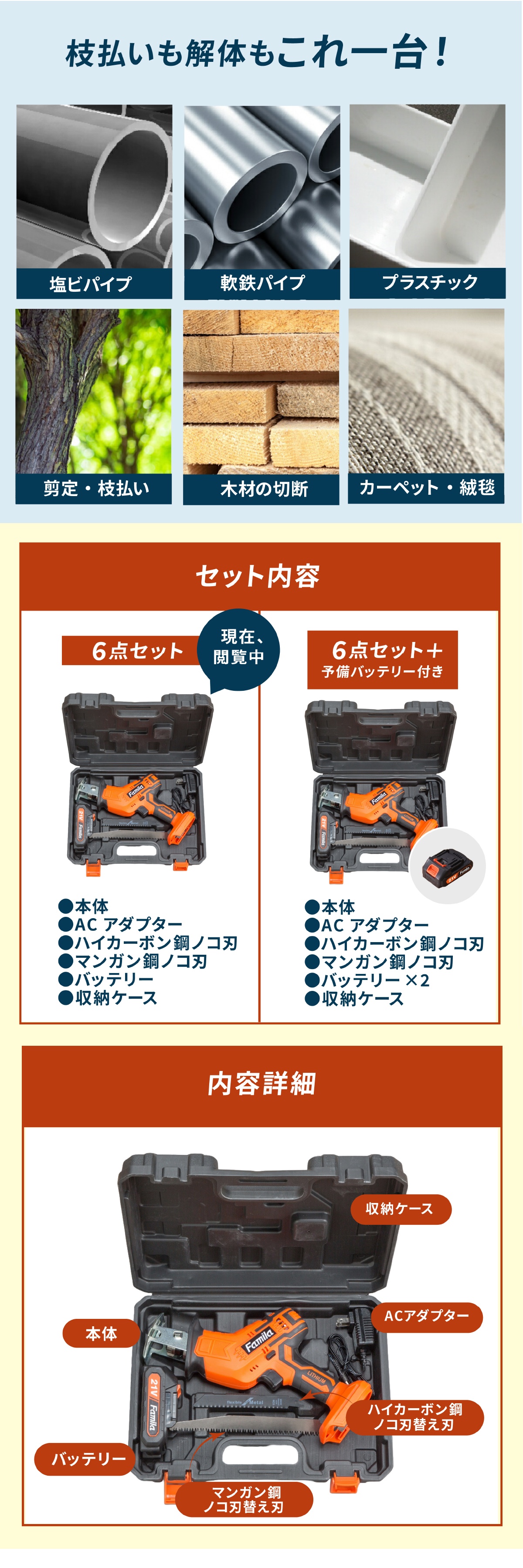 ファミラ 充電式コードレスのこぎり lp06
