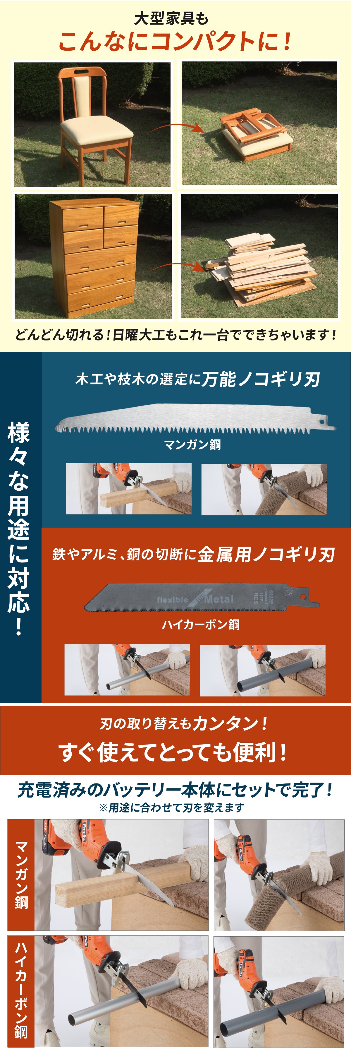 ファミラ 充電式コードレスのこぎり lp03