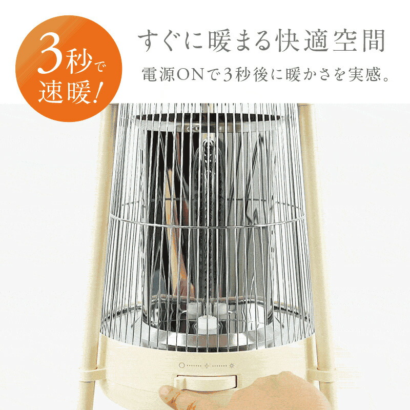 NIPLIFE 電気ストーブ カーボンヒーター 3秒即暖 360度 無風 遠赤外線