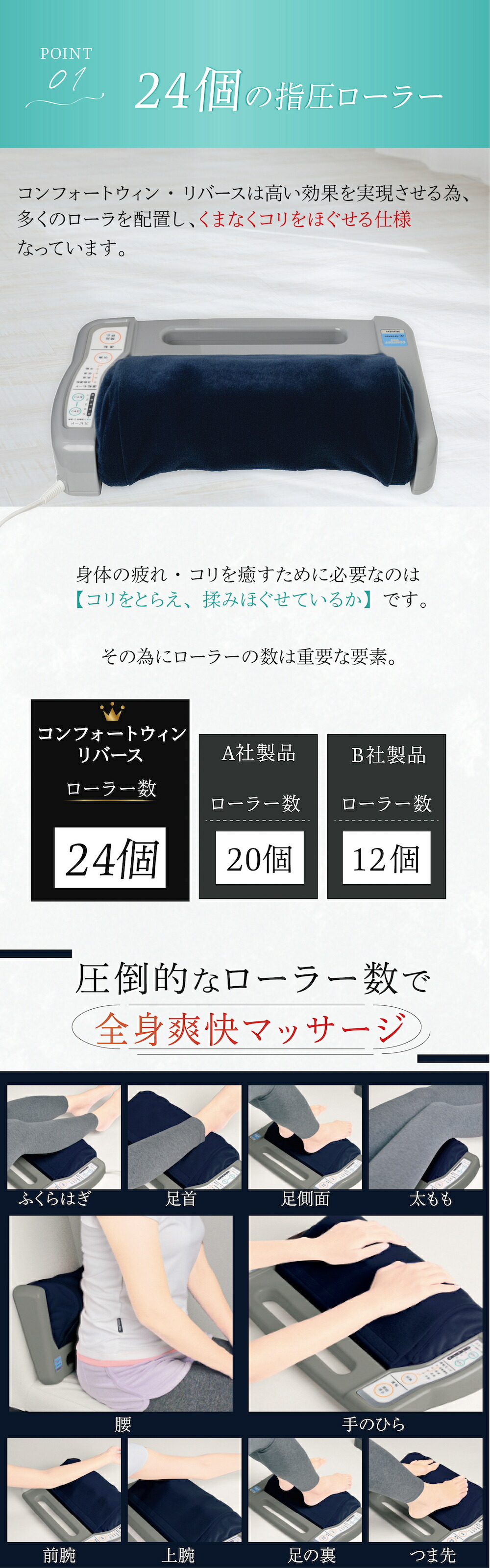 マッサージ機 マッサージ器 コンフォートウィン リバース 手もみ 反復運動 フットマッサージャー 足 つぼ 家庭用 電気 小型 指圧 的場電機製作所