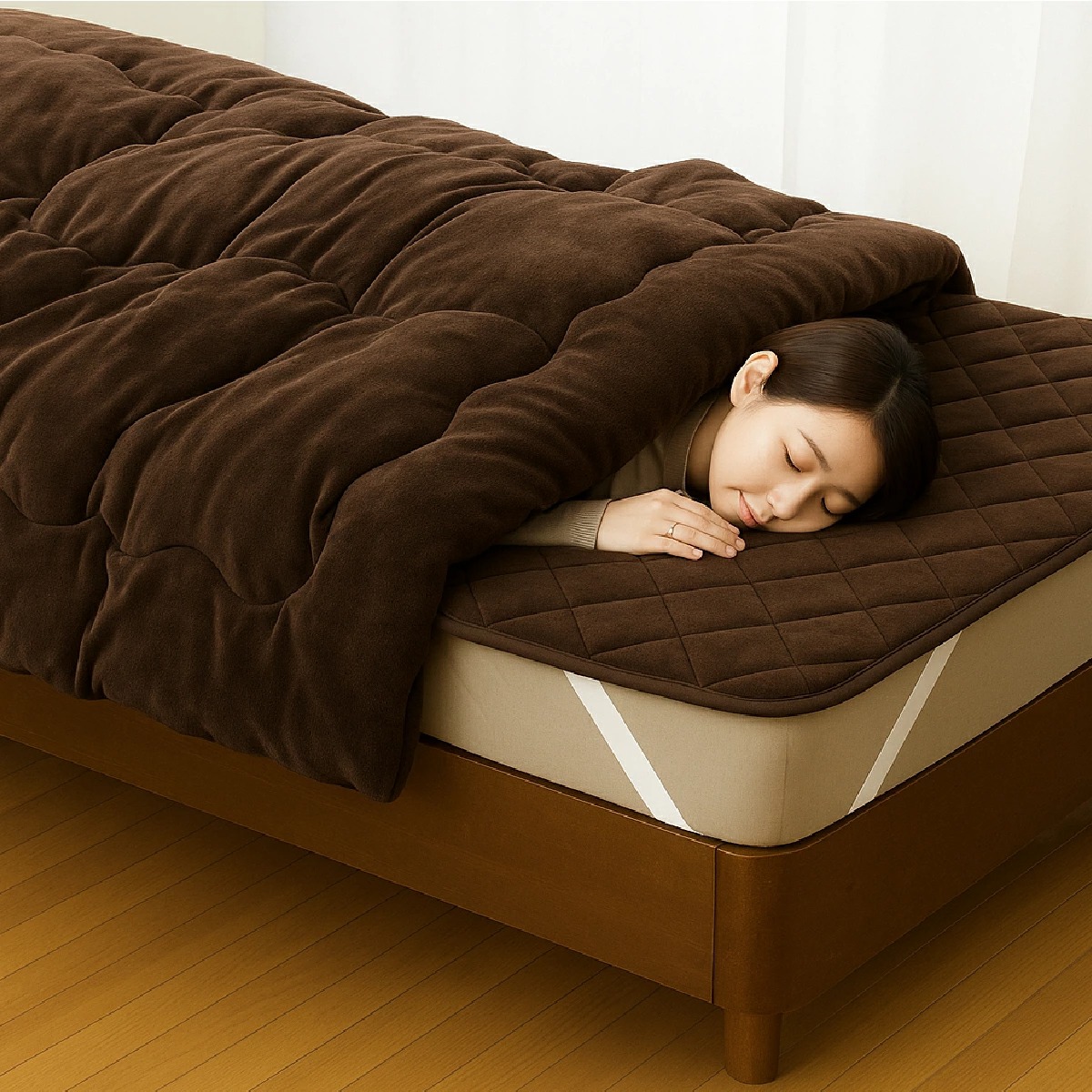 ブラウン 5層構造トリプルウォーム毛布布団セット