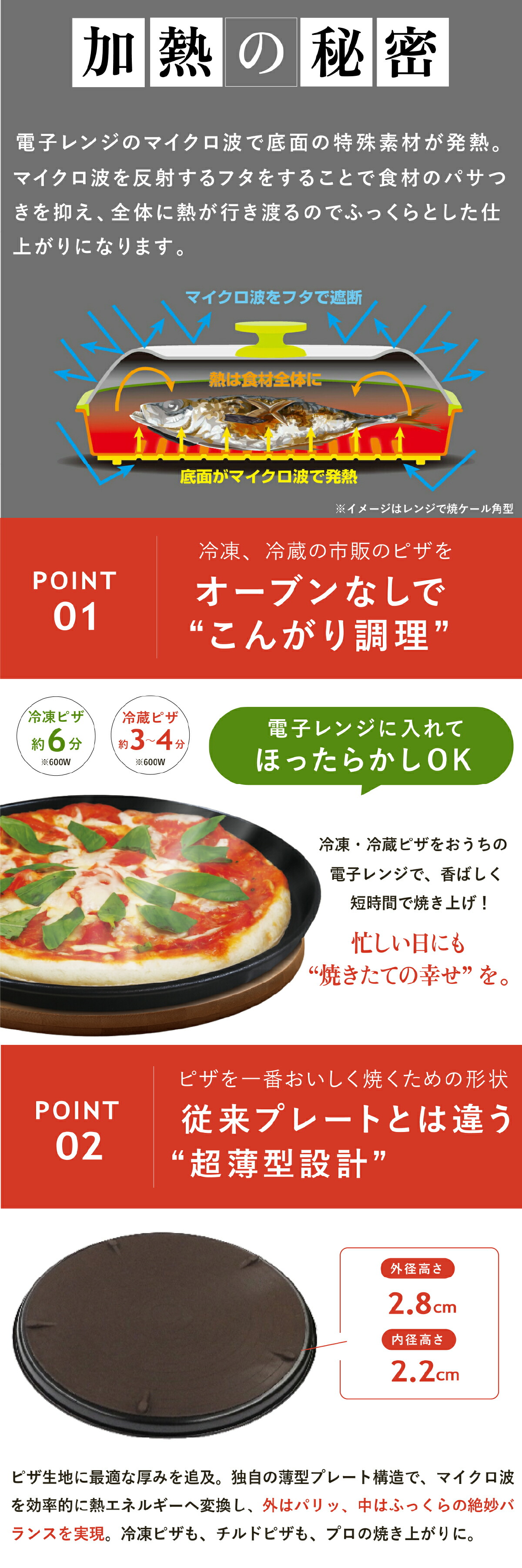 レンジで焼ケール 薄型 ピザ用 ピザカッター・ミストスプレー付 電子