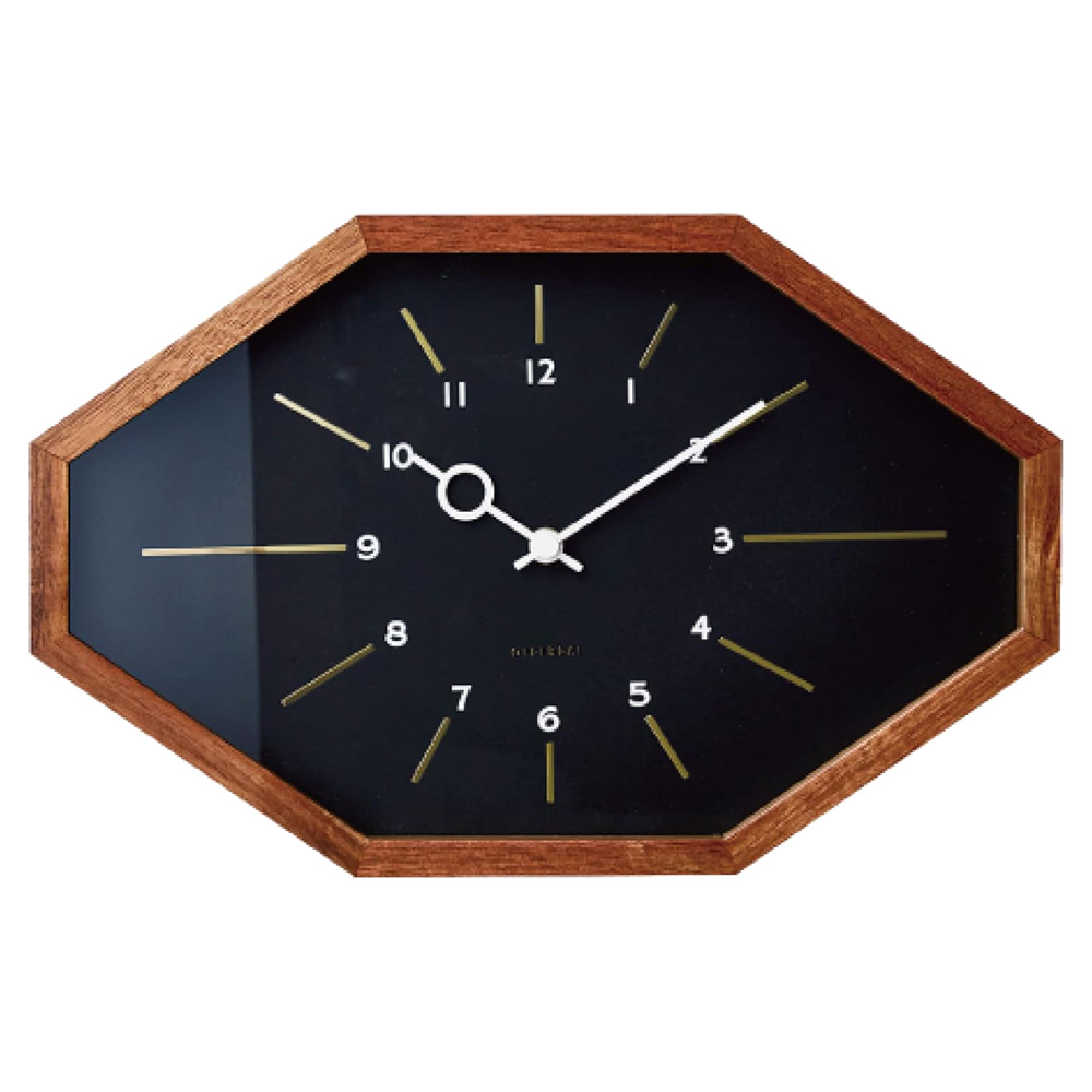 壁掛け時計 ウォールクロック 電波時計 Belmonte 木製 オクタゴン ミッドセンチュリー 北欧 ナチュラル シンプル レトロ クラシック アンティーク調｜atease｜02