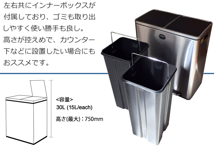 DULTON ゴミ箱 ダストボックス 分別 ペダル式 ダルトン 2