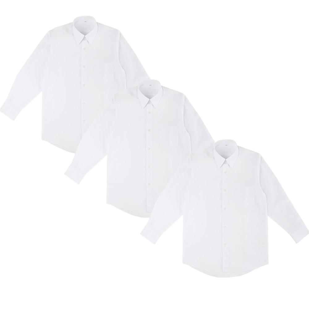 スクールシャツ 男子 3枚セット 長袖 白 制服 学生服 A体 ノーアイロン